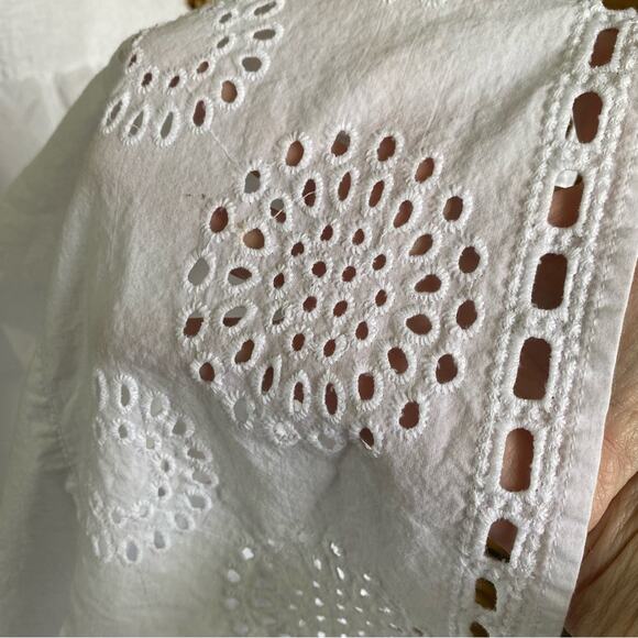 Lane Bryant White Asymmetrical Midi Dress Resort Wear handkerchief hem eyelet 16 - Picture 8 of 10